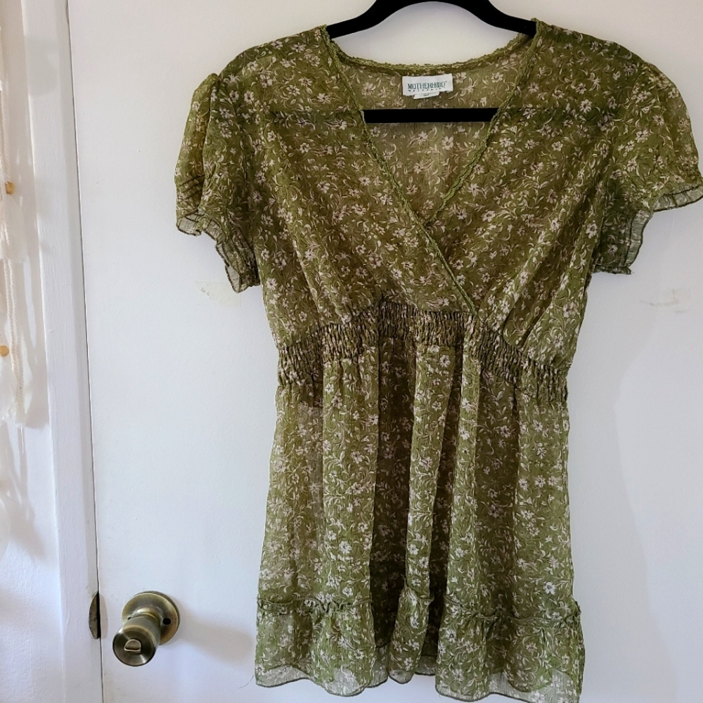Green Floral Top